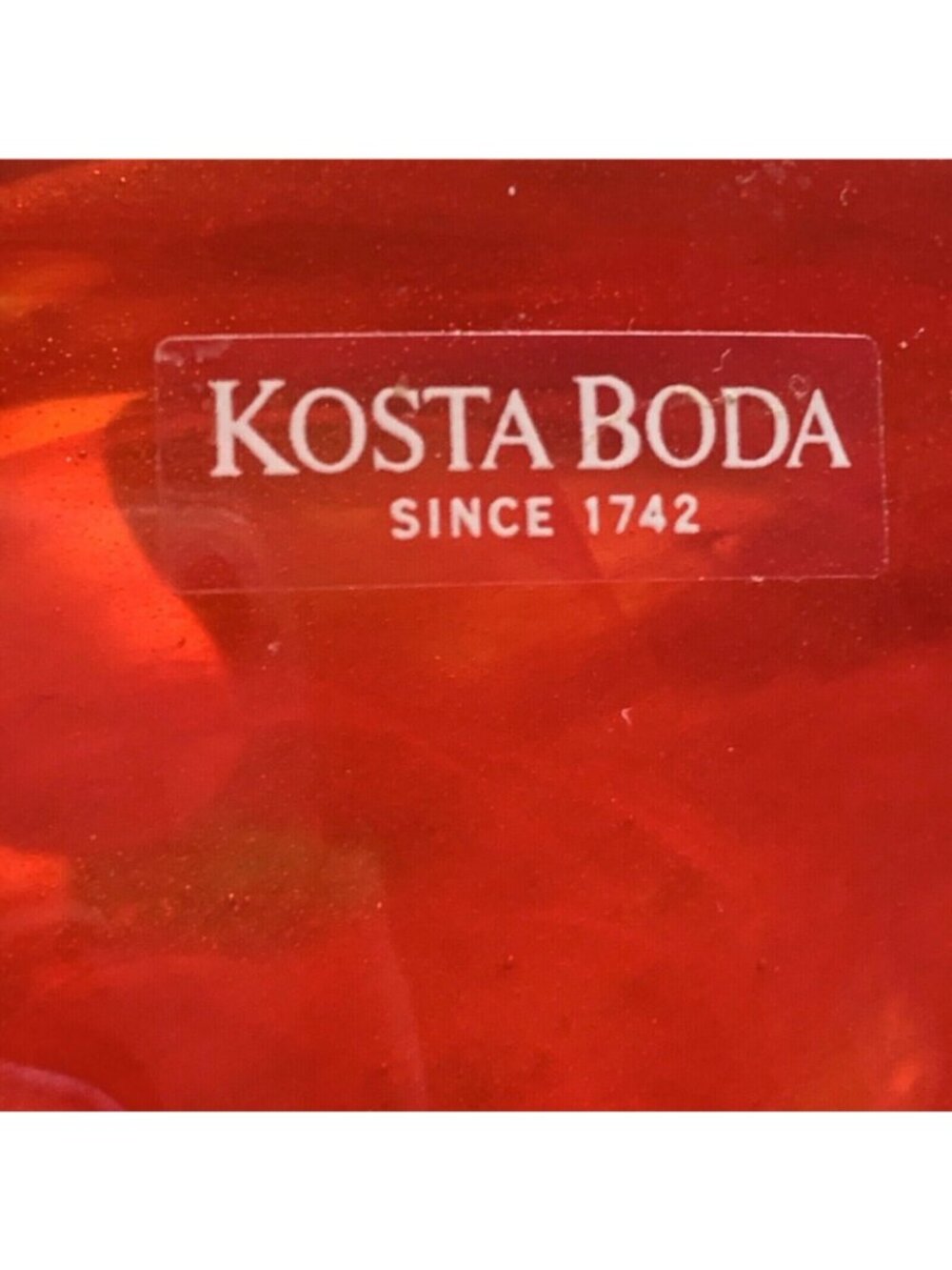 Kosta Boda Atoll Bowl Paperweight Anna Ehrner Red Swirl Art Glass Sweden - Picture 3 of 12